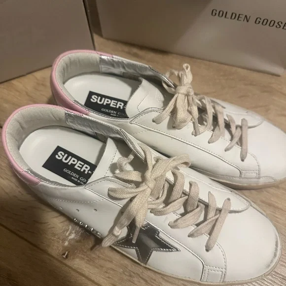 Golden Goose Women's Super-Star with silver leather star and pink heel tab - Picture 4 of 9